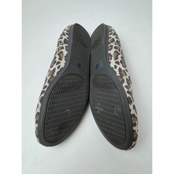 Rothy's Shoes Women 7 Brown Mocha Spot Leopard Ballet Flats Loafers Preppy Knit - Picture 10 of 14
